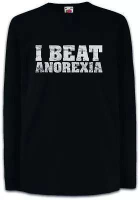 I Beat Anorexia Kids Long Sleeve T-Shirt Fun Chubby Pride Fat Large Heavy Plump • £18.95
