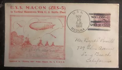 1933 USS Macon Airship Zeppelin ZRS5 Cover  Tactical Maneuvers Us Battle Fleet • $29.74