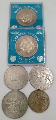 £15 • Buy 5 Crown Coins 1960, 1972, 1977 & 2 X 1981 In Barclays Case, 1965 Half Crown  K12