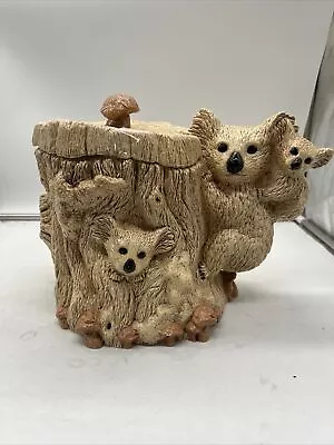 Vintage Ceramic Koala Bear Bamboo Tree Mushroom Cookie Jar Canister • $39.99