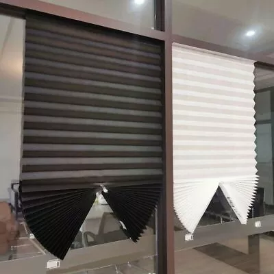 Adhesive Pleated Blinds Shades Sun UV Block Half Blackout Curtain Window Blind • $10.49