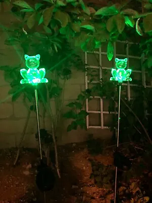 2 Set Cat  Acrylic Solar Garden Yard Patio Stake Light LED Changing Light • $19.99