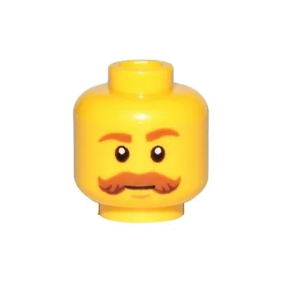 LEGO - Minifig Head Bushy Moustache Curled W/ Brown Eyebrows - Yellow • $15.30