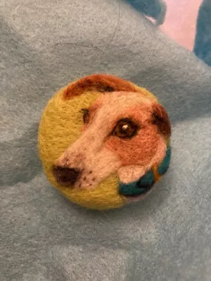 Handmade Needle Felted 'Buddy The Greyhound' Dog Brooch • £10