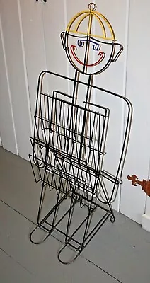 VTG Metal Magazine Wire Floor Display Rack MCM Folding Stand Boy Sculpture • $86.08