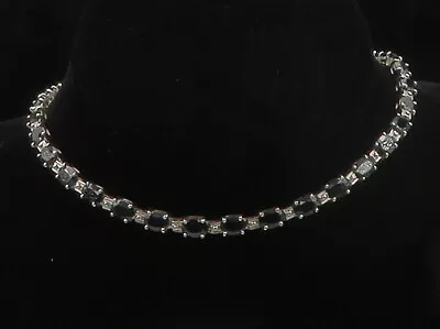 925 Sterling Silver - Prong Set Black Sapphire Shiny Chain Necklace - NE2714 • $191.22