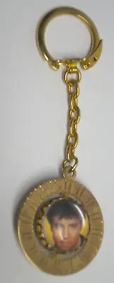 Vintage 1977 Elvis Presley Death Spinning Keychain Key Ring 70s Gold Tone • $11.49