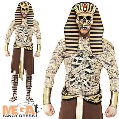 Zombie Pharaoh Mens Fancy Dress Egyptian Halloween Horror Adults Costume Outfit • £38.99