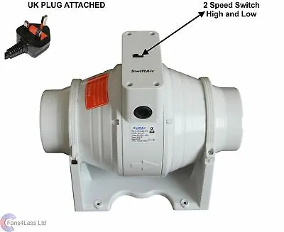 SALE XFLO100S In Line Mixed Flow 4'' Hydroponics Bathroom Extractor Fan UK PLUG • £42.49