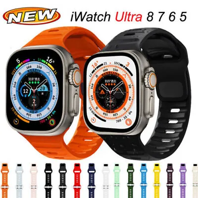 $10.44 • Buy Soft Silicone Strap For Apple Watch Band Ultra 49mm 45mm 44mm 42mm Serise 8/7/SE