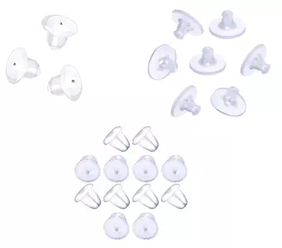 Earring Backs Soft Silicone/Rubber Replacements Stoppers   S/M/L 4mm7mm10mm • £1.45