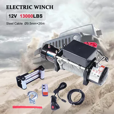 13000LBS Electric Winch 12V Steel Cable Off-Road For Jeep Truck Trailer 4WD • $263.99