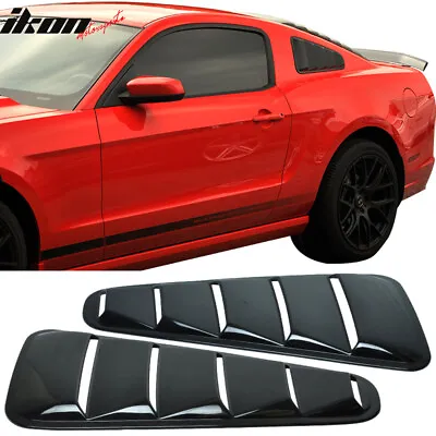 $76.99 • Buy Fits 10-14 Ford Mustang OE Style Side Quarter Window Louvers Cover Gloss Black