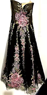 New NWT $6500 MARCHESA Embroidered Tulle Embellished Floral Midi Gown Dress US 8 • $1471.04