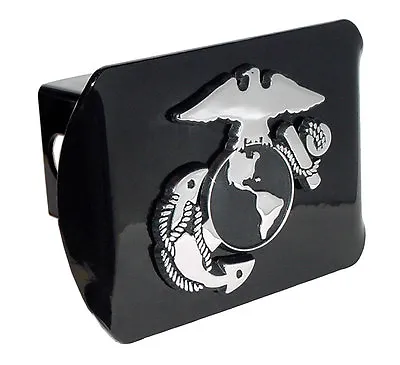 Usmc Marine Corps Insignia Chrome Black Military Trailer Hitch Cover Usa Made • $79.99