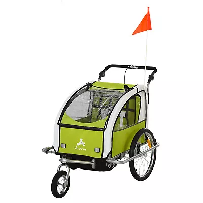 360 Swivel Bike Trailer Double Child Two-Wheel Bicycle Cargo With 2 Harnesses • $155.99