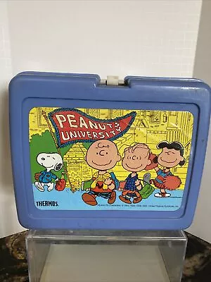 H Vintage Plastic Thermos Peanuts Lunch Box Peanuts University • $9.99