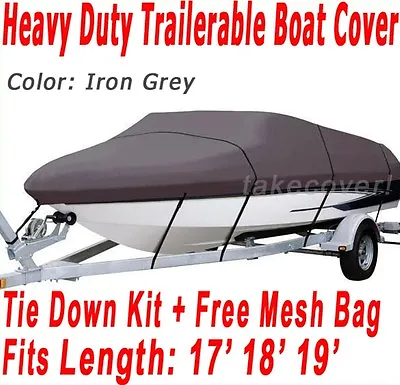 Bass Tracker V-nose Trailerable Boat Cover Y-IG GRAY • $126.99