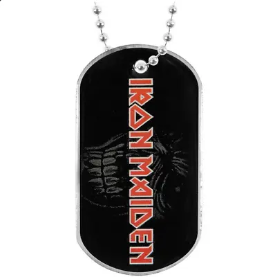 Iron Maiden Logo Black Dog Tag Chain Iron Maiden Necklace Pendant • £7.99