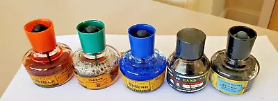 Vintage Lot Of 5  Ink Glass Bottles Pelican Pelikan Coloured  - Empty - Display • £15