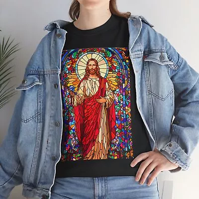 JESUS IS MY LORD VITRAL PRINT AWESOME GRAPHIC T SHIRT Unisex Heavy Cotton Tee • $14.45