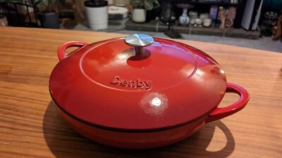 Denby Shallow Cast Iron Casserole 30cm Red Great Condition • £4.20