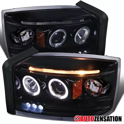 LED Halo Fit 2005 2006 2007 Dodge Dakota Black Smoke Projector Headlights Lamps • $152.99