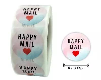 40 Happy Mail Stickers Envelope Seals Labels Stickers 1  Round Fast Shipping • $1.89