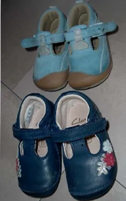 2 Pair X Infant Girl Shoes Size 2½ F + 3 F  (EU18.5 +19)  Startrite + Clarks • £12.50