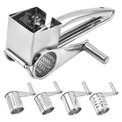 5X Stainless Steel Kitchen Cheese Grater Hand Held Rotary Shredder Cutter New • £12.67