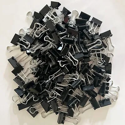 Small Binder Clips Black Color Horizontal Width 3/4IN Small Metal Paper Clamp • $13.49