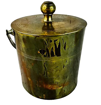 Vtg Gold Metal Ice Bucket MCM Barware • $22.39