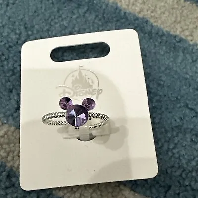 Disney Parks Multi Crystal Mickey Mouse Icon Silver Tone  Wire Ring Adjustable • $19.95