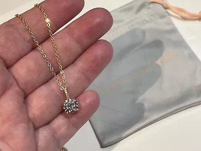 QVC Yellow Gold Plated 925 Sterling Silver Diamonique Pendant Necklace • £45