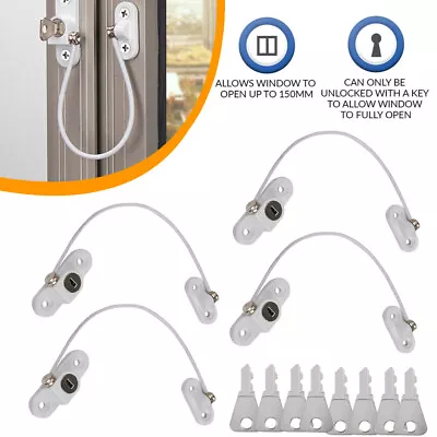 4x Window Restrictor Locks Kids Security Door Restrictor Lock Window Safety Lock • £7.96