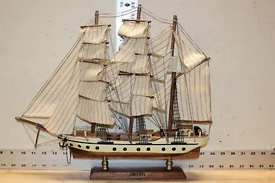 Vintage Handcrafted Wood Model Gorch Fock Ship 18” L X 15” H X 3  W German Navy • $37.49