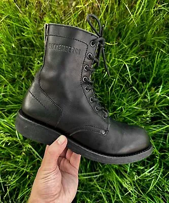 Vintage DIRK BIKKEMBERGS Boots Combat Shoes Logo Black Leather Size 38 • $581.20