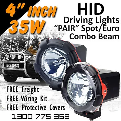 HID Xenon Driving Lights - Pair 4 Inch 35w Spot/Euro Combo 4x4 4wd Off Road • $161.26