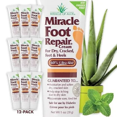 12 Piece Miracle Foot Repair Cream With 60% Ultra Aloe For Dry And Cracked Feet • $29