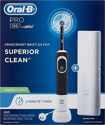 $43.89 • Buy Oral-B PRO 100 CROSSACTION Rechargeable Electric Toothbrush Midnight Black