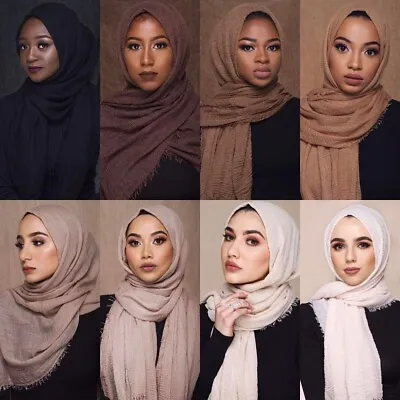 * Cotton Women Viscose Maxi Crinkle Cloud Hijab Scarf Shawl Islam Muslim • $3.80