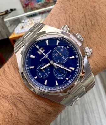 $26900 • Buy Vacheron Constantin Overseas 49150/B01A-9745 Blue Dial Chronograph Watch MINT