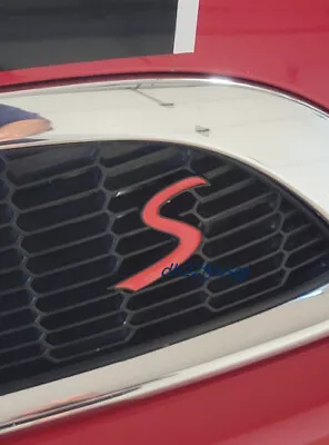 For MINI S Letterings Front Hood Grille Emblem BLACK Red Cooper S Sport Badge • $11.96