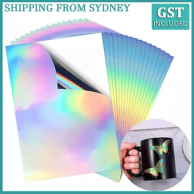 $9.99 • Buy 10 X A4 Holographic Holo Glossy Self Adhesive Sticker Paper Label Inkjet Printer