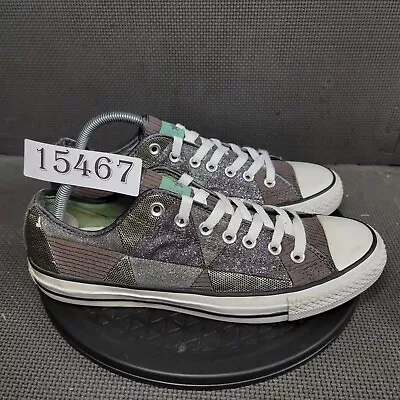 Converse Chuck Taylor Metallic Shoes Womens Sz 10.5 Gray White Low Top Sneakers • $25.35