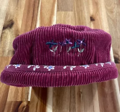 VTG Gymboree Girls Hat Corduroy Size Small 2-3 Years Cranberry Flowers Florals • $9.99