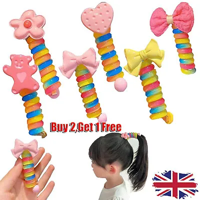 £4.38 • Buy Colorful Telephone Wire Hair Bands For Kids,New Spiral Hair Ties Accessorie FP