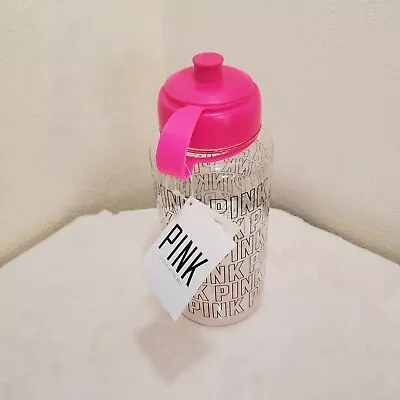 Victoria’s Secret PINK 32oz Water Bottle Clear With Logo Pink Lid New W Tags • $22.99