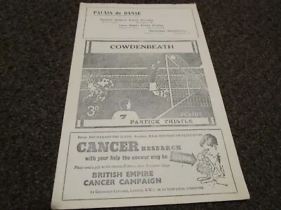 COWDENBEATH  V  PARTICK THISTLE 1956/7  SCOTLAND - SCOTTISH LEAGUE CUP 1/4 FINAL • £14.99