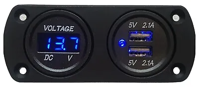 Dual Usb 4.2a Charger With Voltage Meter Flush Mount 4x4  Car Marine Au • $25.95